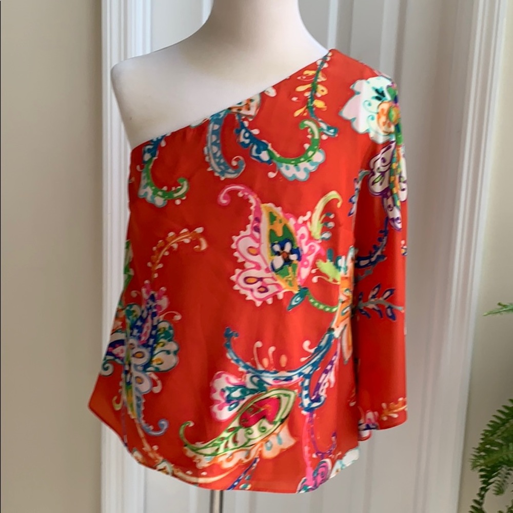 Lauren by Ralph Lauren orange floral one shoulder
